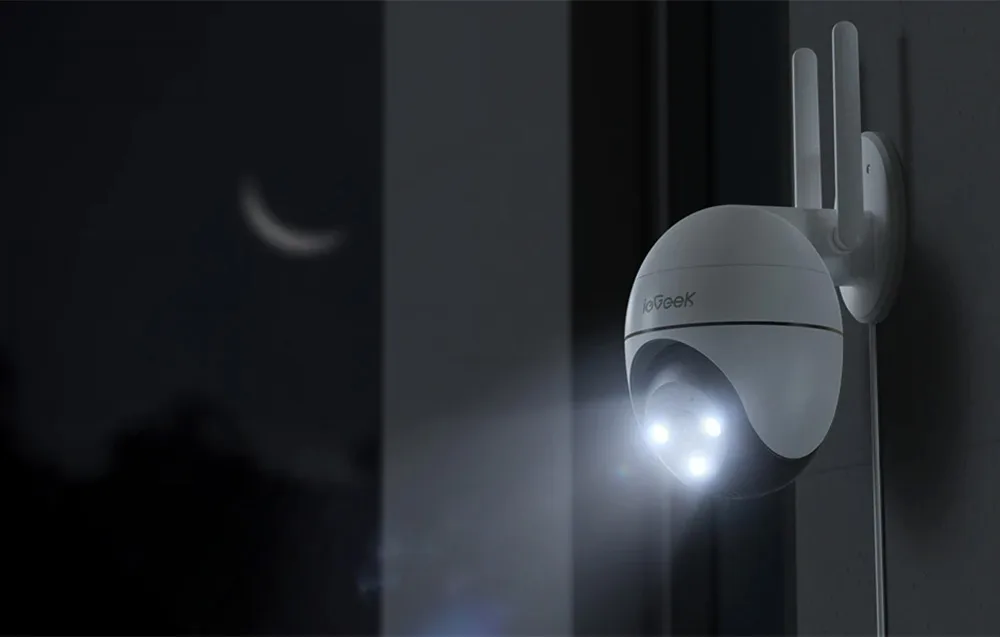 Välikaamera WiFi ühendusega ja LED-tuledega öörežiimis kirkate värvidega