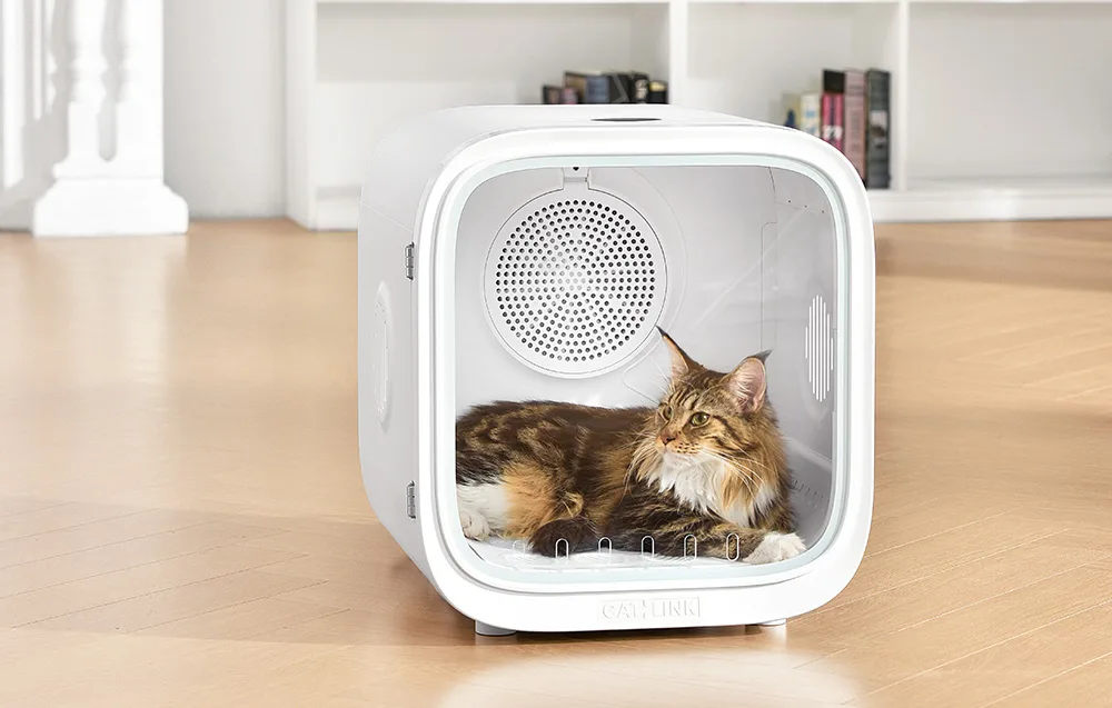 Valge nutikas lemmiklooma kuivatuskast Catlink läbipaistva uksega, Bluetooth juhtimisega