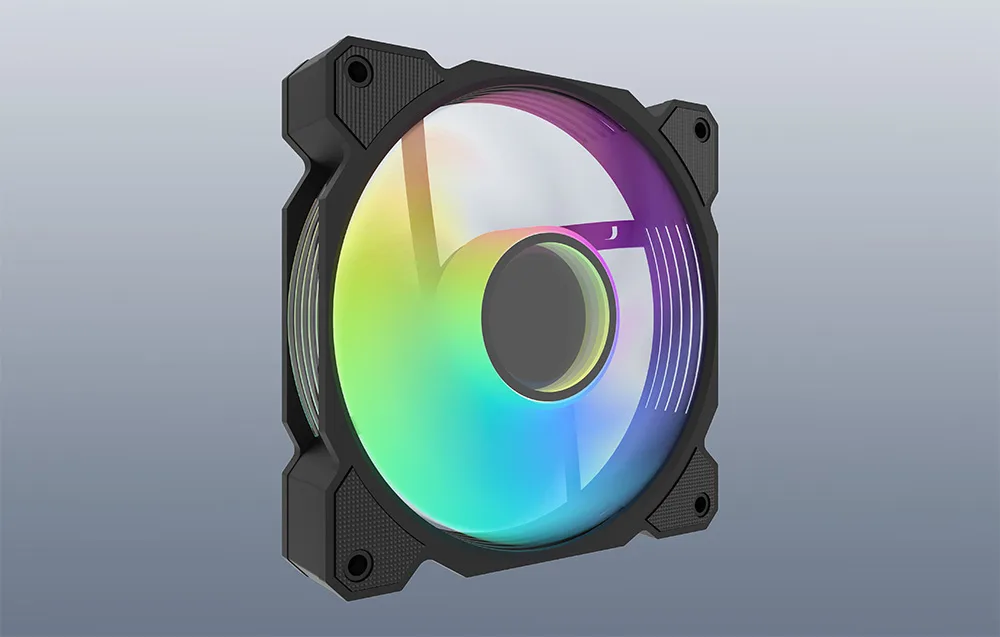 LED-taustvalgustusega Darkflash DR08 jahutusventilaator külgvaates