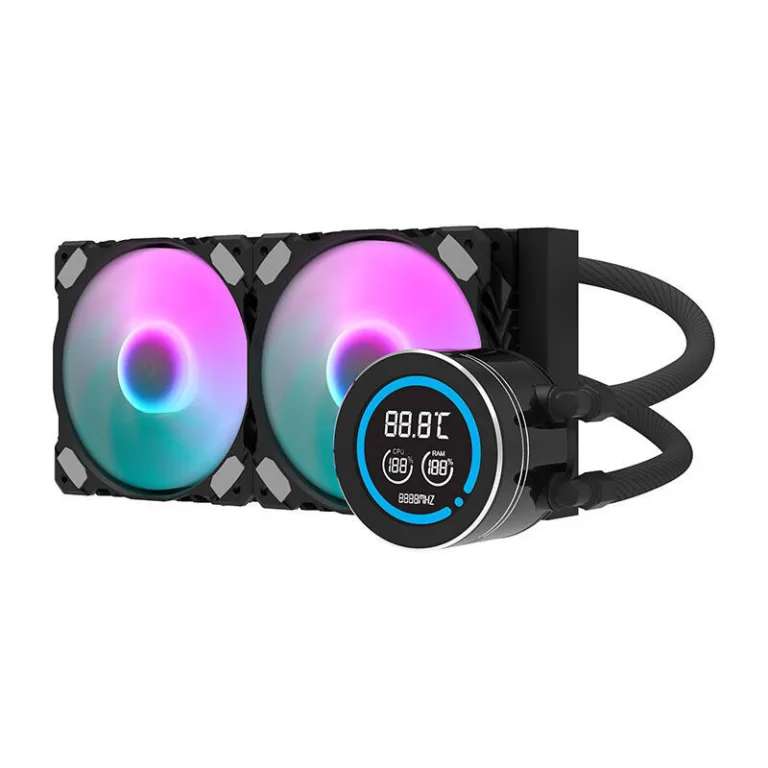 240mm ARGB vedelikjahutus arvutile LCD-ekraaniga Darkflash DN-D240, must