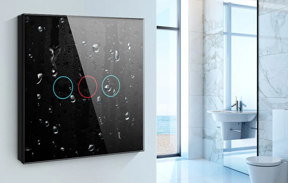 kolmekohaline nutikas valguslüliti, must puutetundlik paneel