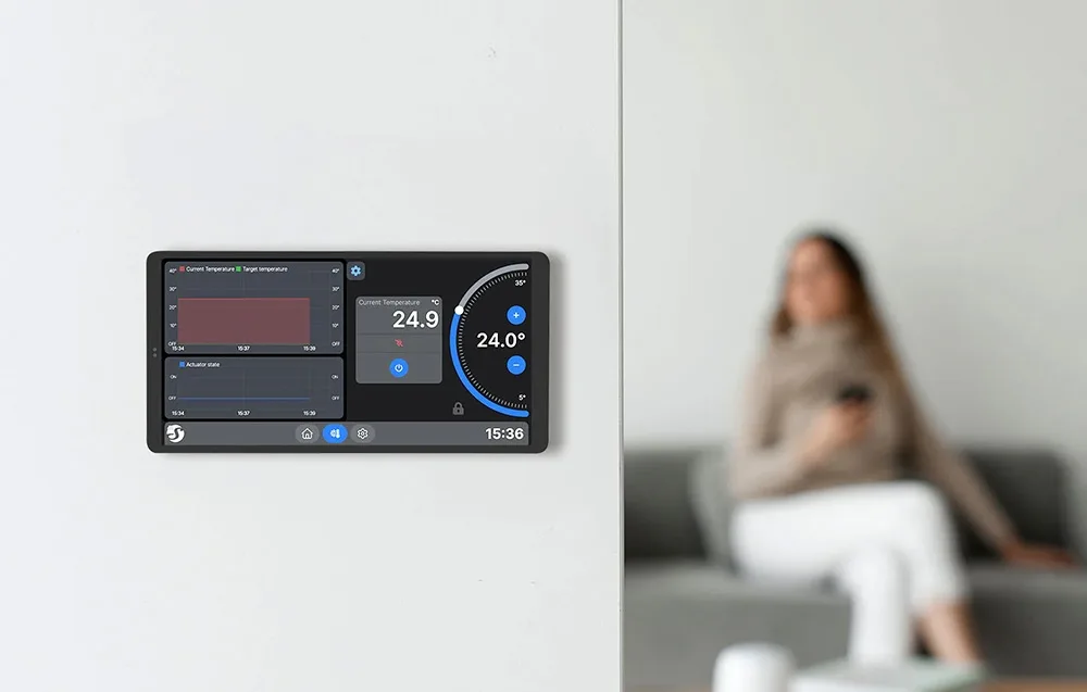 Nutikodu ekraanipaneel – lähivaade Shelly X2 kasutajaliidesele