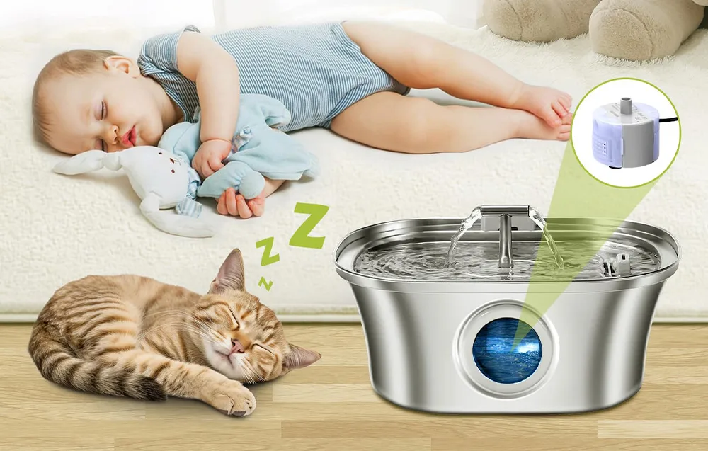 Eriti vaikse pumbaga lemmiklooma joogipurskkaev