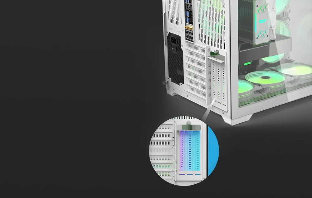Valge cube-stiilis arvutikorpus Darkflash C305 ATX küljelt, karastatud klaaspaneeliga