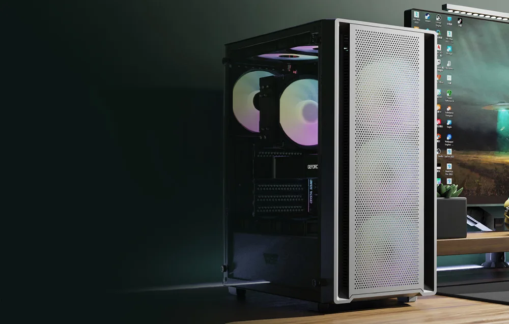 ATX arvutikorpuse must klaasist külgpaneeliga