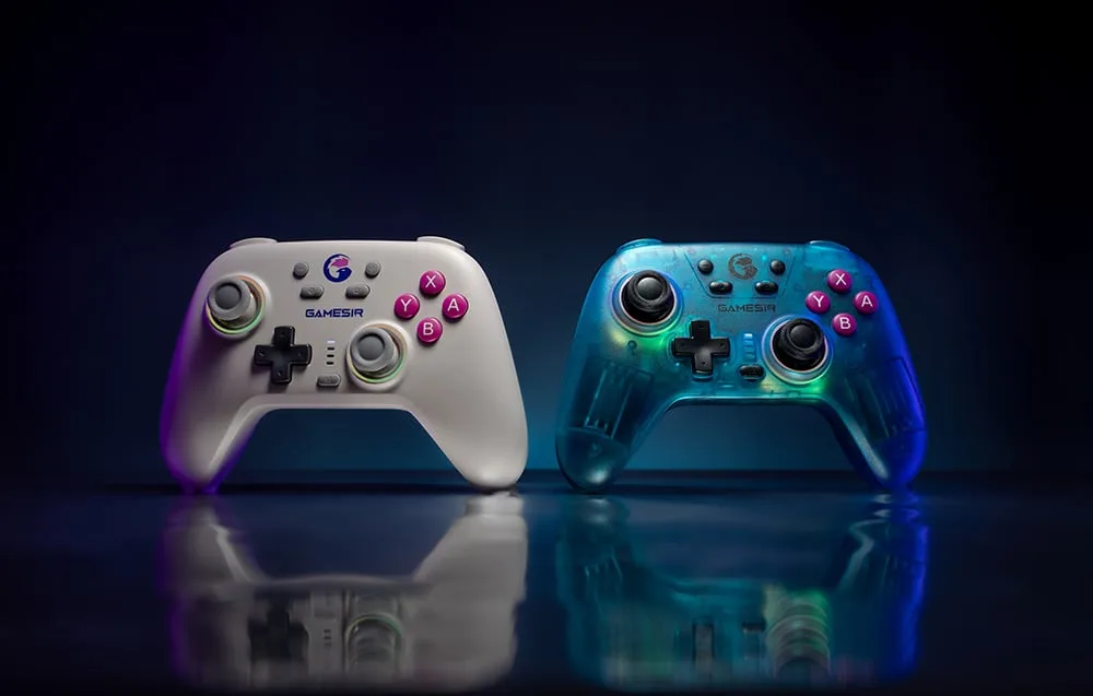 Juhtmevaba mängupult GameSir T4n paindlike analoogkangide lähivaates