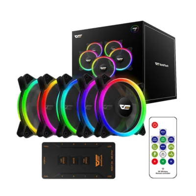 ARGB korpuse ventilaatorite komplekt Darkflash DR12 Pro, 5 tk, 120 mm, must