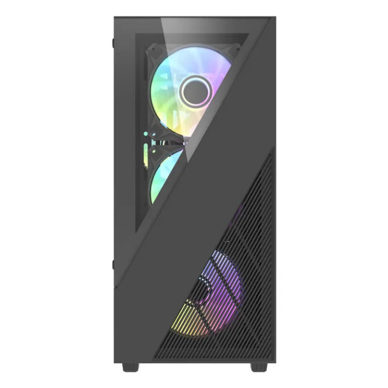 ARGB mängurikorpus Darkflash Aigo E330M, 4 ARGB ventilaatorit, klaaspaneel, must