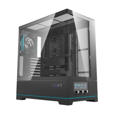 ARGB taustvalgustusega Darkflash DY451 PRO ATX arvutikorpus, must, 1 ventilaator, klaaspaneel, USB-C