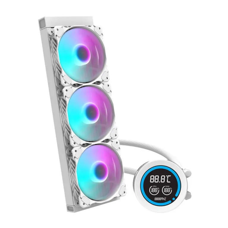 ARGB vesijahutus LCD-ekraaniga Darkflash DN-D360 White, 3x120 mm ARGB ventilaatorid