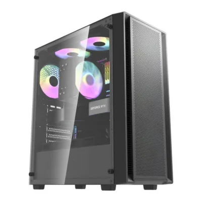 ATX arvutikorpus Darkflash DK353, must, klaasist külgpaneel