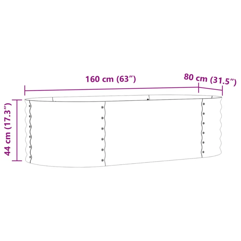 Aed tõstetud peenar roheline 160x80x44 cm tsingitud teras