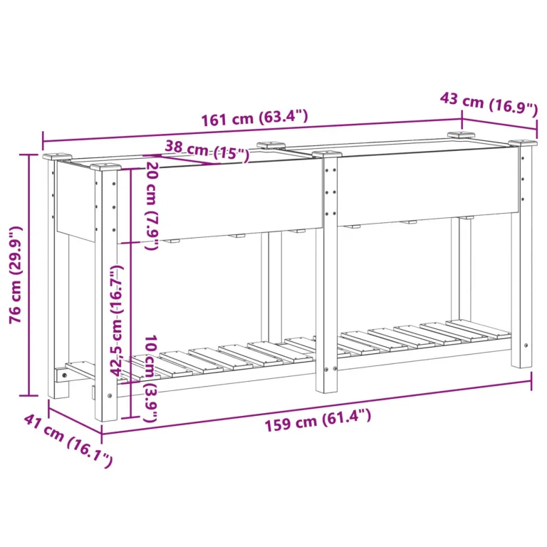 Aedade kast riiuliga 161x43x76 cm Kõva Puit Firi