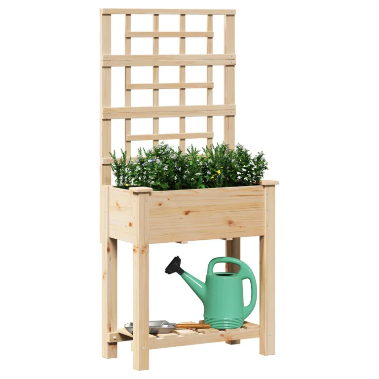 Aedade kast trellise ja riiuliga 71x37x152 cm Tugev puit kuusk