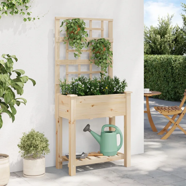 Aedade kast trellise ja riiuliga 71x37x152 cm Tugev puit kuusk