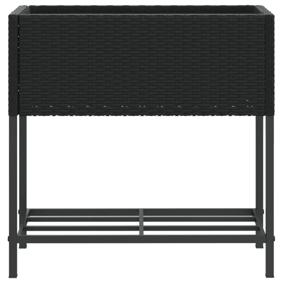 Aia taimekastid riiuliga, 2 tk, must polürotang ja terasraam, 70 x 28 x 70 cm – 6