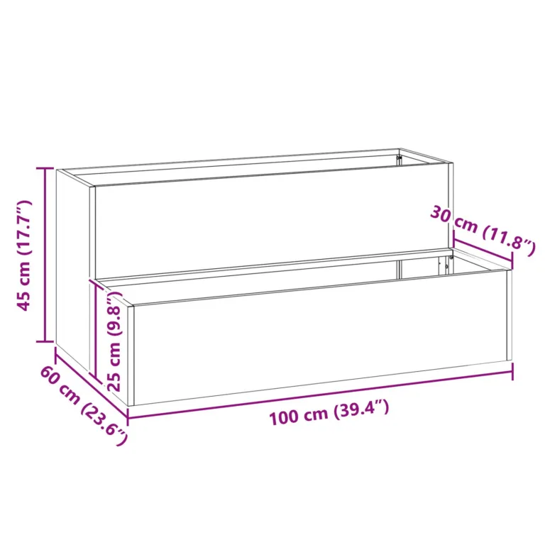 Aiakast 2-tasandiline 100x60x45 cm Vihmakindel teras