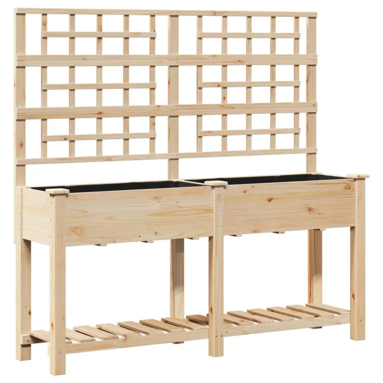Aiakast koos trellise ja riiuliga 161x43x152 cm Tugev Männipuit