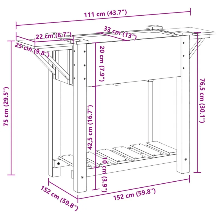 Aiakast riiulitega 111x37x76 cm Tugev Puidust Männipuit