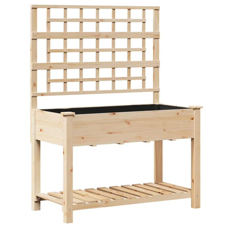 Aiakast trellise ja riiuliga 115x59x152 cm Tugev Männipuit