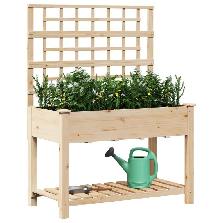 Aiakast trellise ja riiuliga 115x59x152 cm Tugev Männipuit
