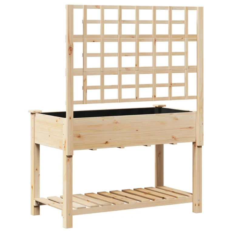 Aiakast trellise ja riiuliga 115x59x152 cm Tugev Männipuit