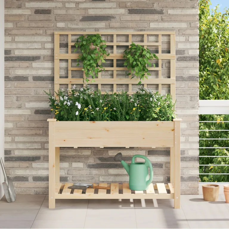 Aiakast trellise ja riiuliga 115x59x152 cm Tugev Männipuit