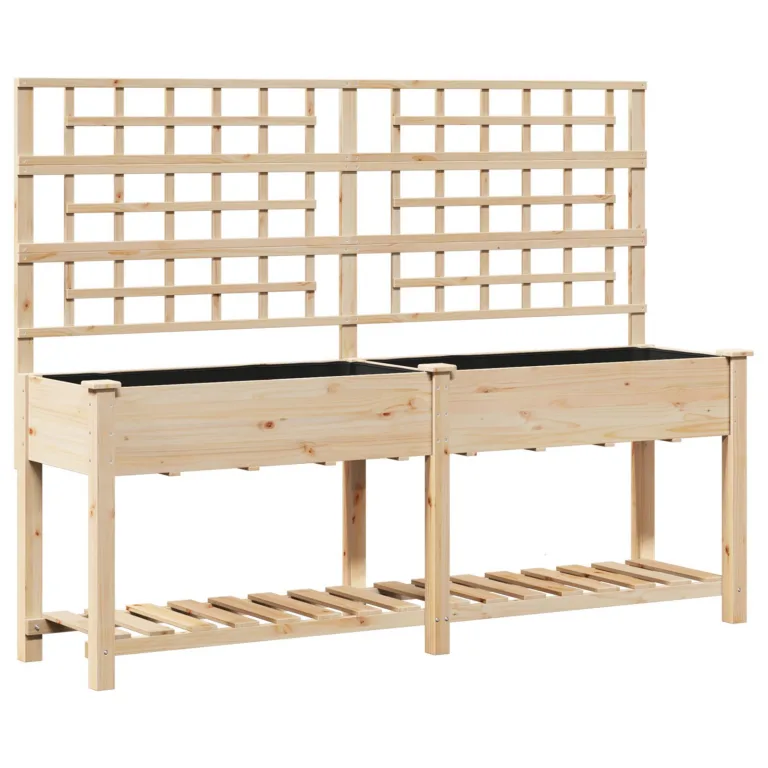 Aiapott trellise ja riiuliga 203x53x152 cm Tahke männi puit
