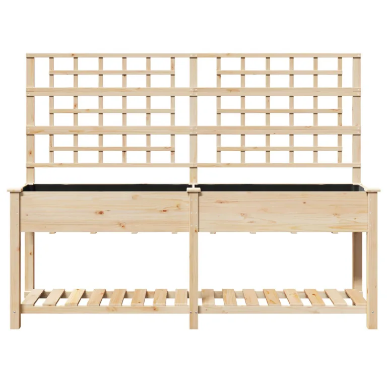 Aiapott trellise ja riiuliga 203x53x152 cm Tahke männi puit