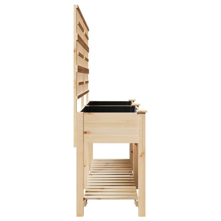 Aiapott trellise ja riiuliga 203x53x152 cm Tahke männi puit