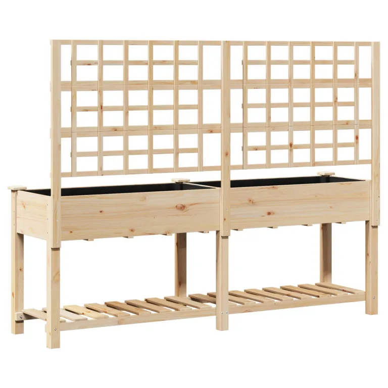 Aiapott trellise ja riiuliga 203x53x152 cm Tahke männi puit