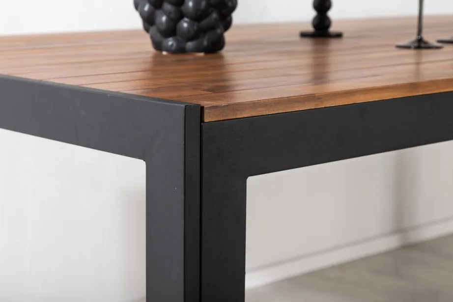 Akaatsiapuidust aia söögilaud Bois, must/naturaalne, 205×90, 9554-068 – 9