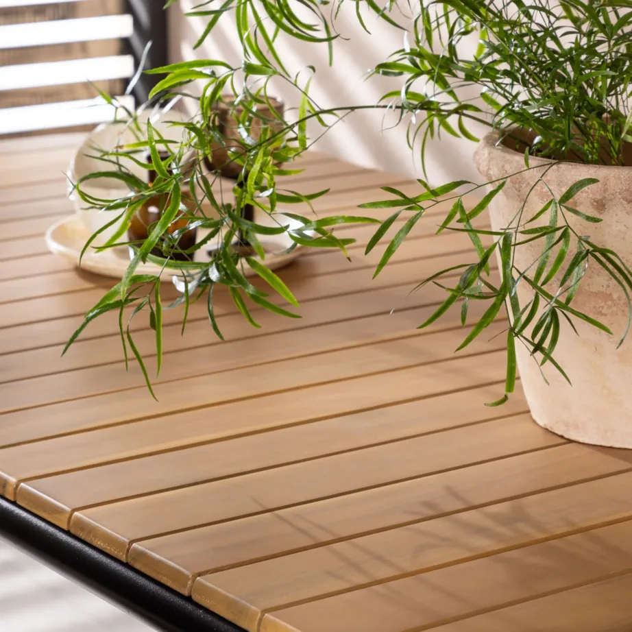 Akaatsiapuidust aia söögilaud Holmbeck, must/natuurale, 90x200x75, 6021-001 – 8