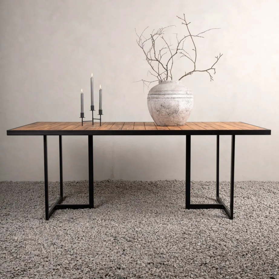 Akaatsiapuidust aia söögilaud Khung, must/naturaalne, 200×100, 1454-408 – 6