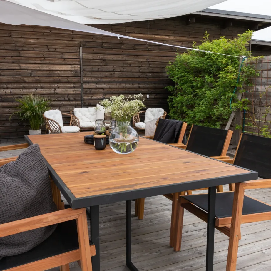 Akaatsiapuidust aia söögilaud Khung, must/naturaalne, 200×100, 1454-408 – 9