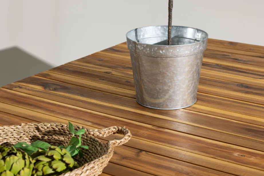 Akaatsiapuidust aia söögilaud Zenia, naturaalne/hõbedane, 200×100, 9533-445 – 9