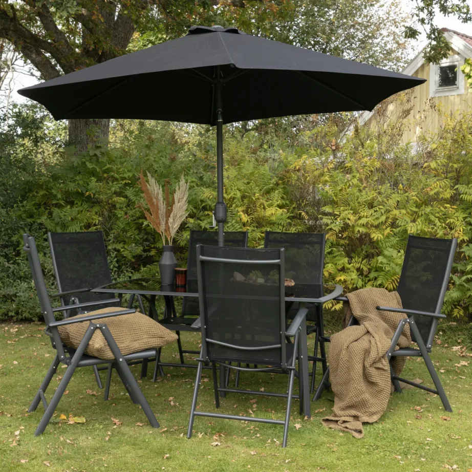 Aiamööbli komplekt, aialaud, 6 tooli ja päikesevari Brekki, 2051-408 – 11