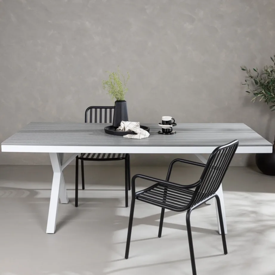 Alumiiniumist aia söögilaud Garcia, helehall/valge, 100x200x74, 6005-400 – 6