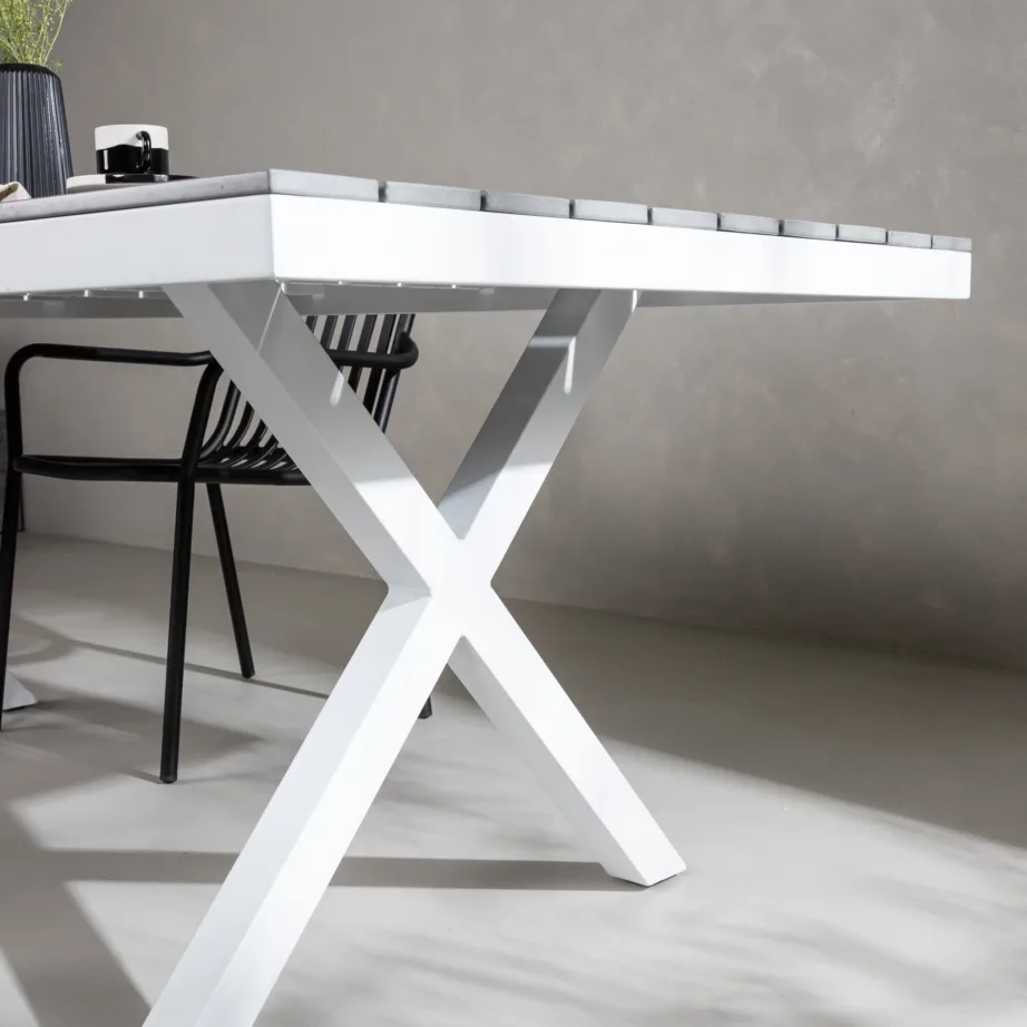 Alumiiniumist aia söögilaud Garcia, helehall/valge, 100x200x74, 6005-400 – 9