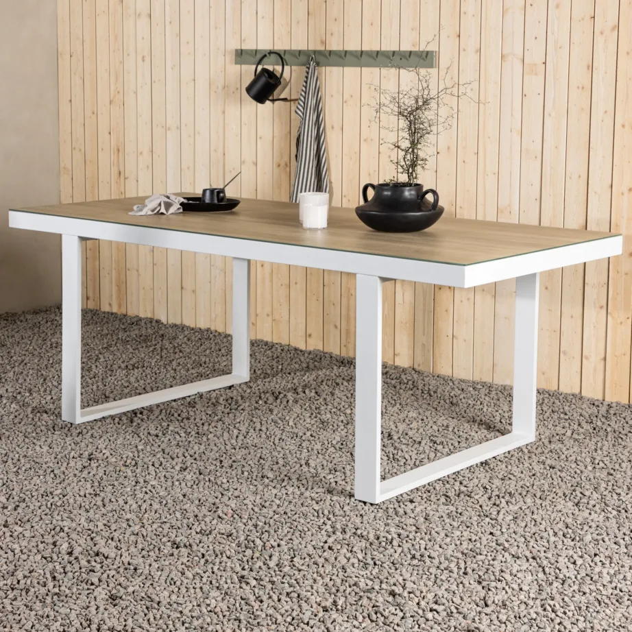 Alumiiniumist aia söögilaud Merlo, valge, 200×90, 6948-101 – 6