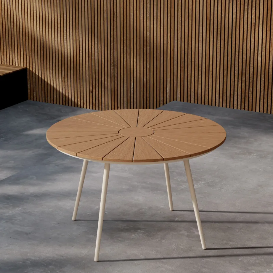 Alumiiniumist aia söögilaud San Vito, beež, Ø120, 9808-222 – 6