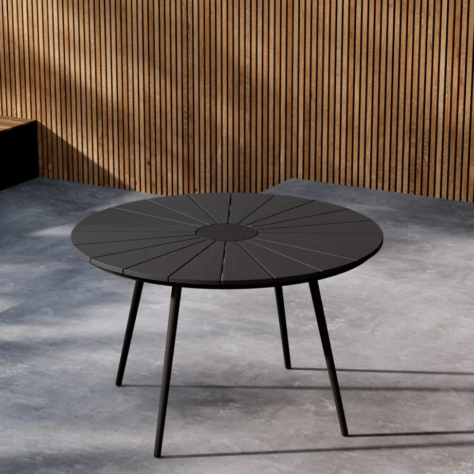 Alumiiniumist aia söögilaud San Vito, must, Ø120, 9808-100 – 6