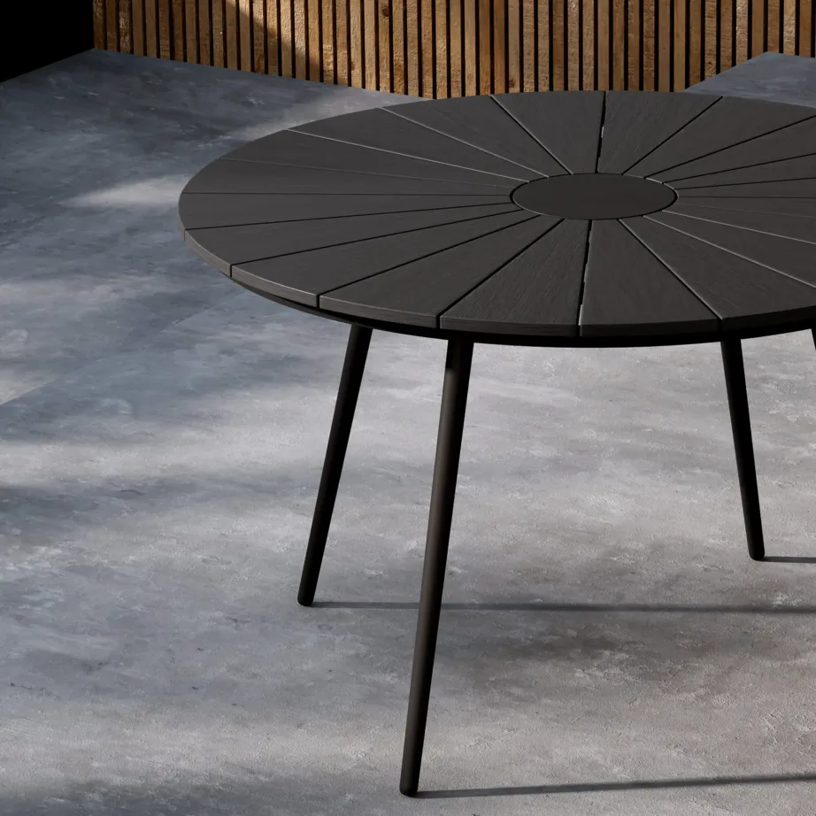 Alumiiniumist aia söögilaud San Vito, must, Ø120, 9808-100 – 7