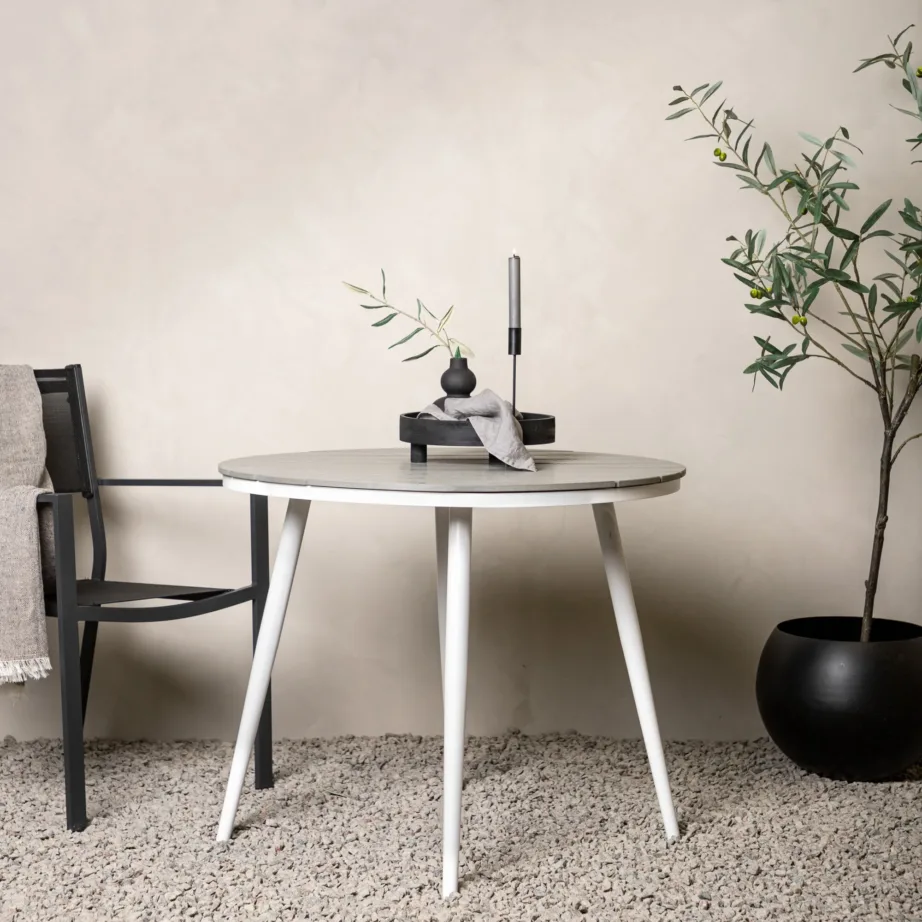 Alumiiniumist ümmargune aia söögilaud Break, hall, 90ø, 2079-400 – 6
