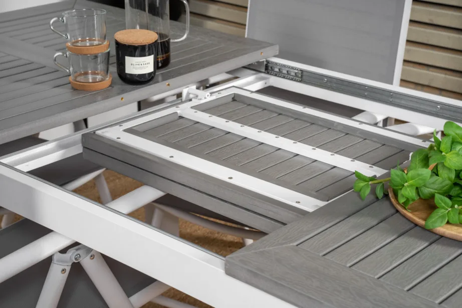 Alumiiniumist pikendatav aia söögilaud Albany, hall/valge, 152/210, 4120-400 – 9