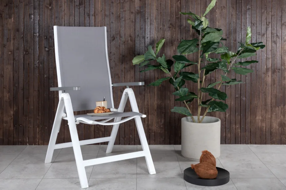 Alumiiniumist reguleeritava seljatoega aiatool Albany, hall/valge, 1562-400 – 6