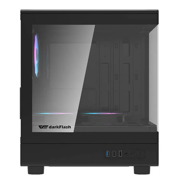 Arvutikorpus RGB Darkflash DB330M, 3 aRGB ventilaatorit, Mini Tower, karastatud klaas