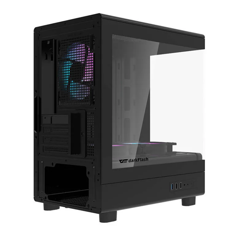 Arvutikorpus RGB Darkflash DB330M, 3 aRGB ventilaatorit, Mini Tower, karastatud klaas