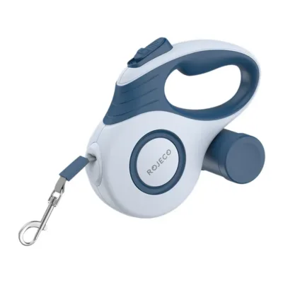 Automaatne 5 m Rojeco A12 rullikuga koera jalutusrihm, sinine