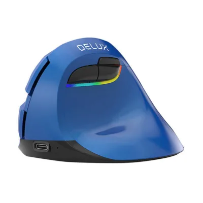 Ergonoomiline vertikaalhiir Delux M618Mini (juhtmevaba, Bluetooth, 2.4 GHz, 4000 DPI, RGB, sinine)